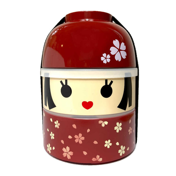 Bento Kokeshi Hanako, rouge, poupée japonaise, grand lunch box, boutique sri-shop.com