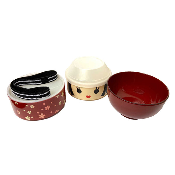 Bento japonais 3 compartiments, Kokeshi, poupée japonaise, pour dejeuner et pic nic, boutique sri-shop.com