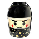 Bento japonais Kokeshi, poupée garcon couleur noir, fleur de sakura, grand modèle, boutique sri-shp.COM