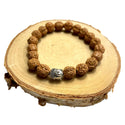 bracelet rudraksha marron clair avec tete de bouddha, boutique sri-shop.com