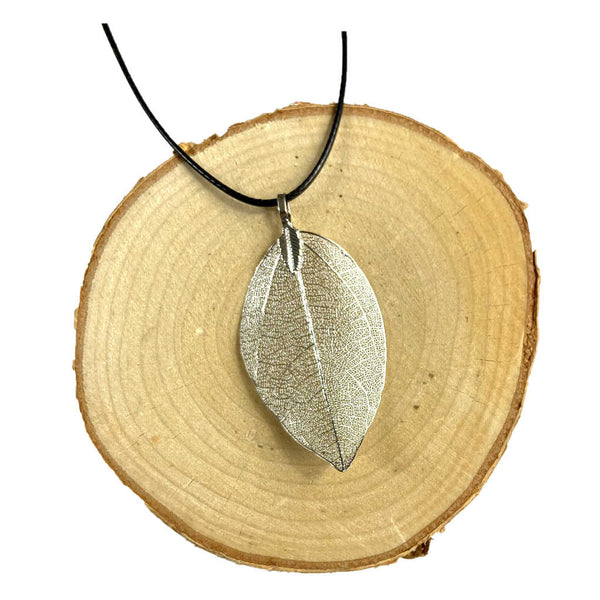 pendentif en vraie feuille, argenté, idée cadeau rare et vrai, original pour Noel, collier pour femme, bijou fantaisie, sri-shop.com