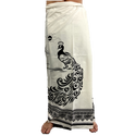 Sarong homme, imprimé motif paon 100% coton